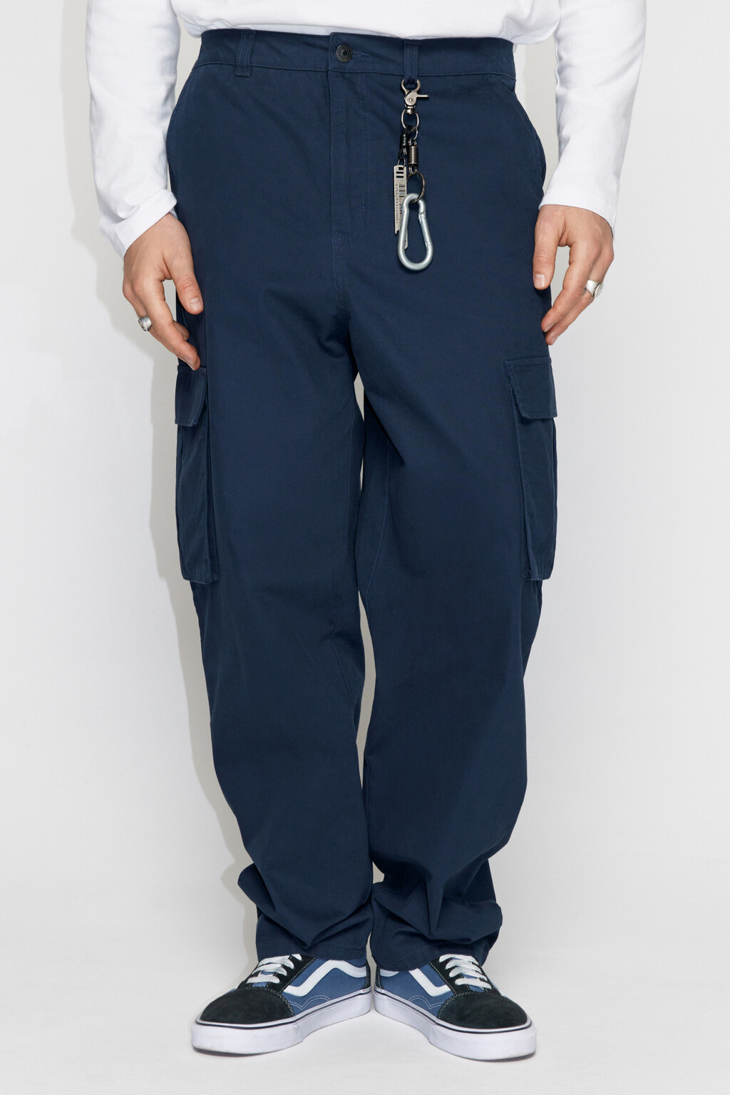 Брюки-карго широкие со средней посадкой - цвет синий - 3