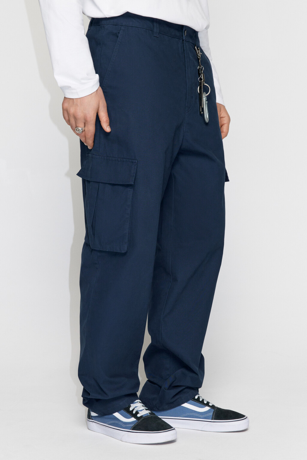 Брюки-карго широкие со средней посадкой - цвет синий - 4