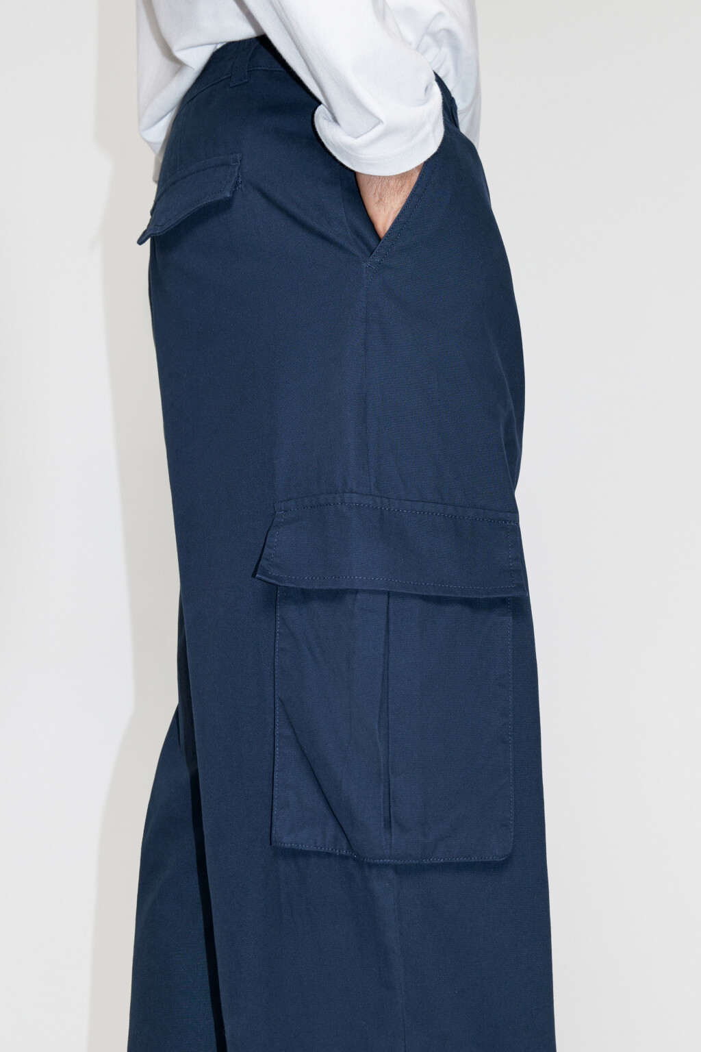 Брюки-карго широкие со средней посадкой - цвет синий - 6
