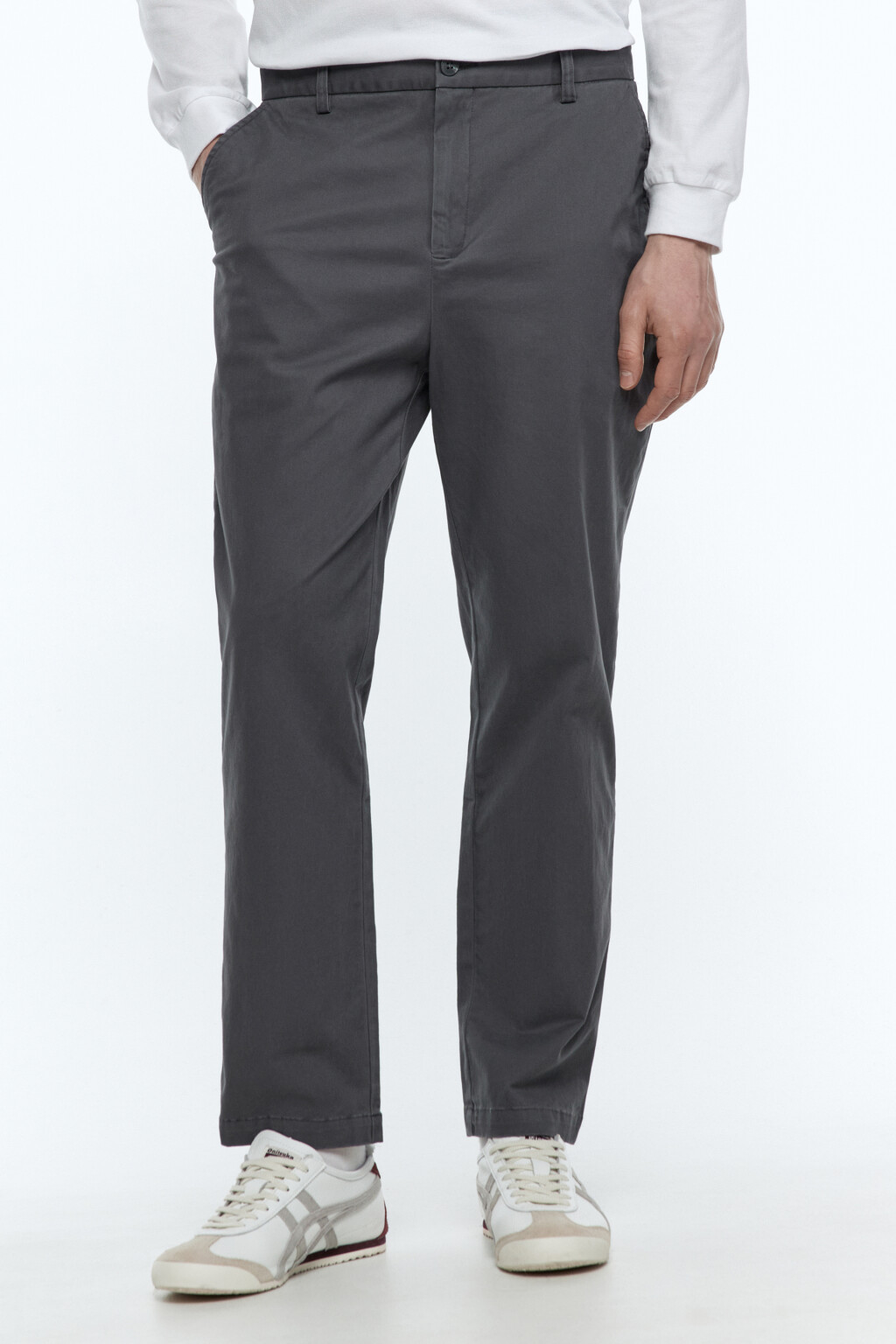 Брюки-чинос зауженные со средней посадкой - цвет серый - 2