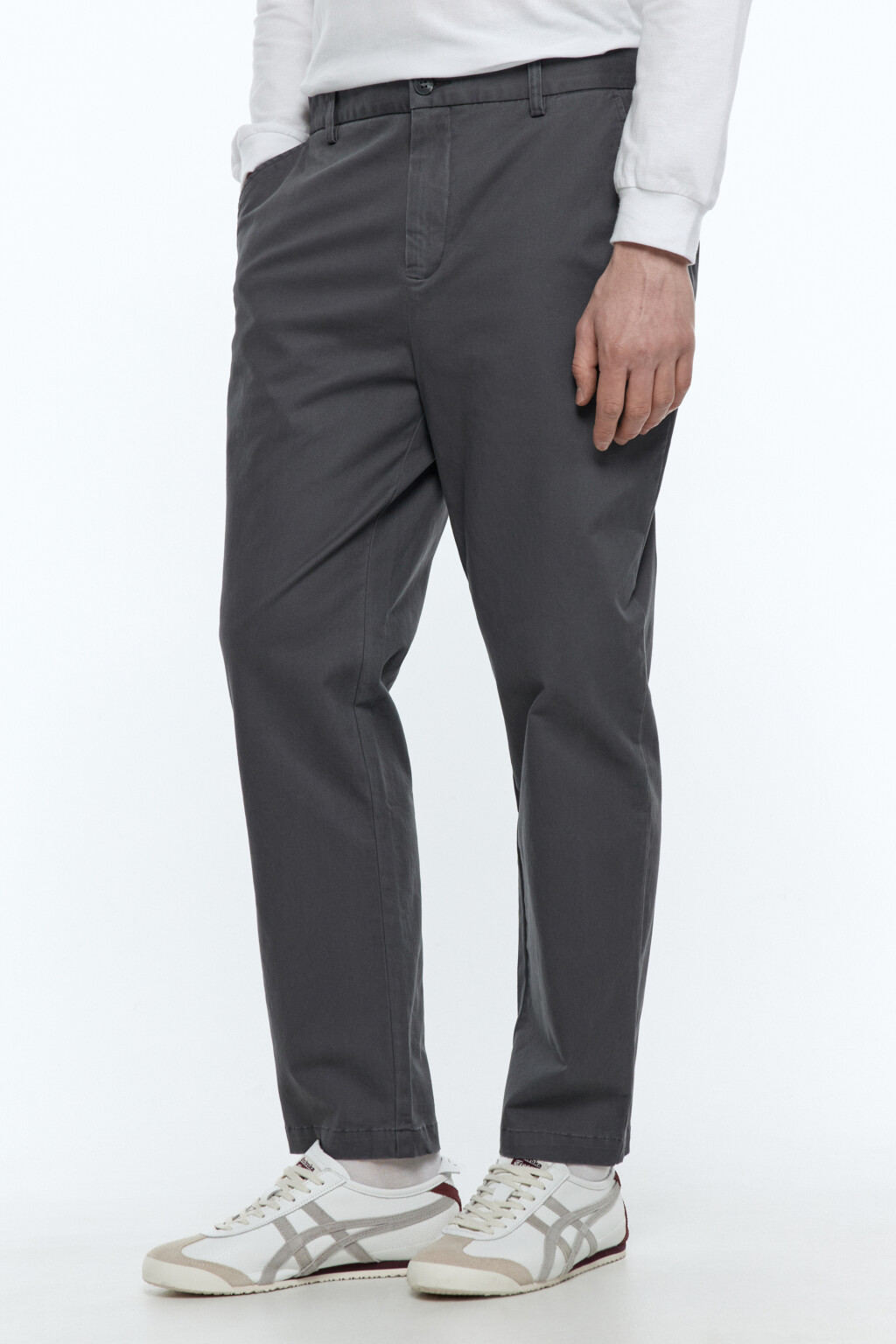 Брюки-чинос зауженные со средней посадкой - цвет серый - 3