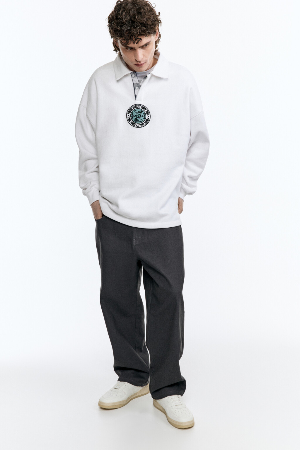 Брюки прямые хлопковые - цвет серый - 1