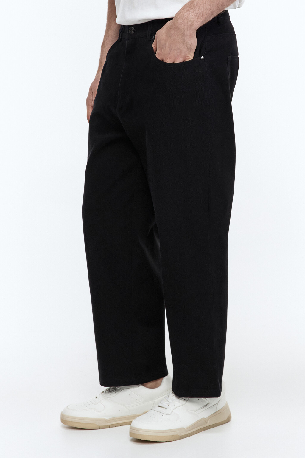 Брюки прямые хлопковые - цвет черный - 2