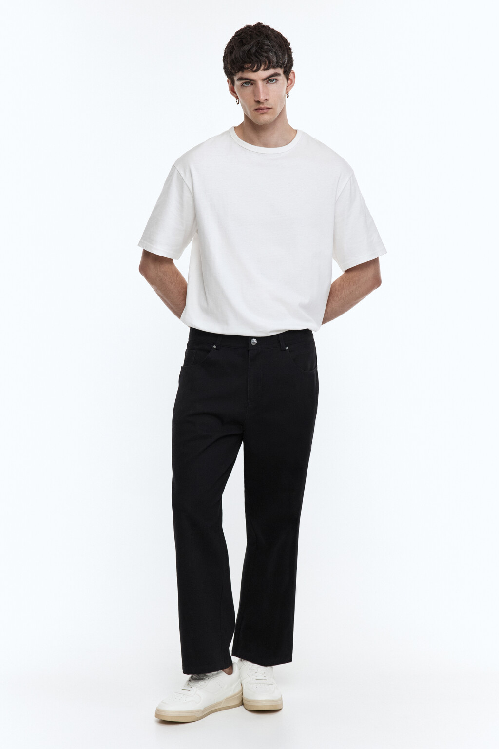 Брюки прямые хлопковые - цвет черный - 4