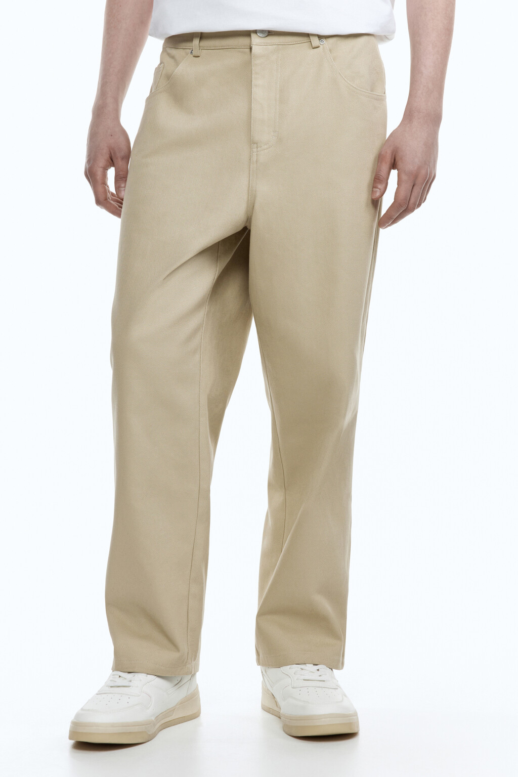 Брюки прямые хлопковые - цвет бежевый - 2