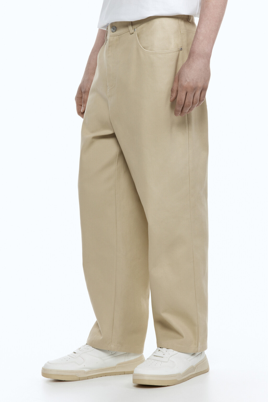 Брюки прямые хлопковые - цвет бежевый - 3