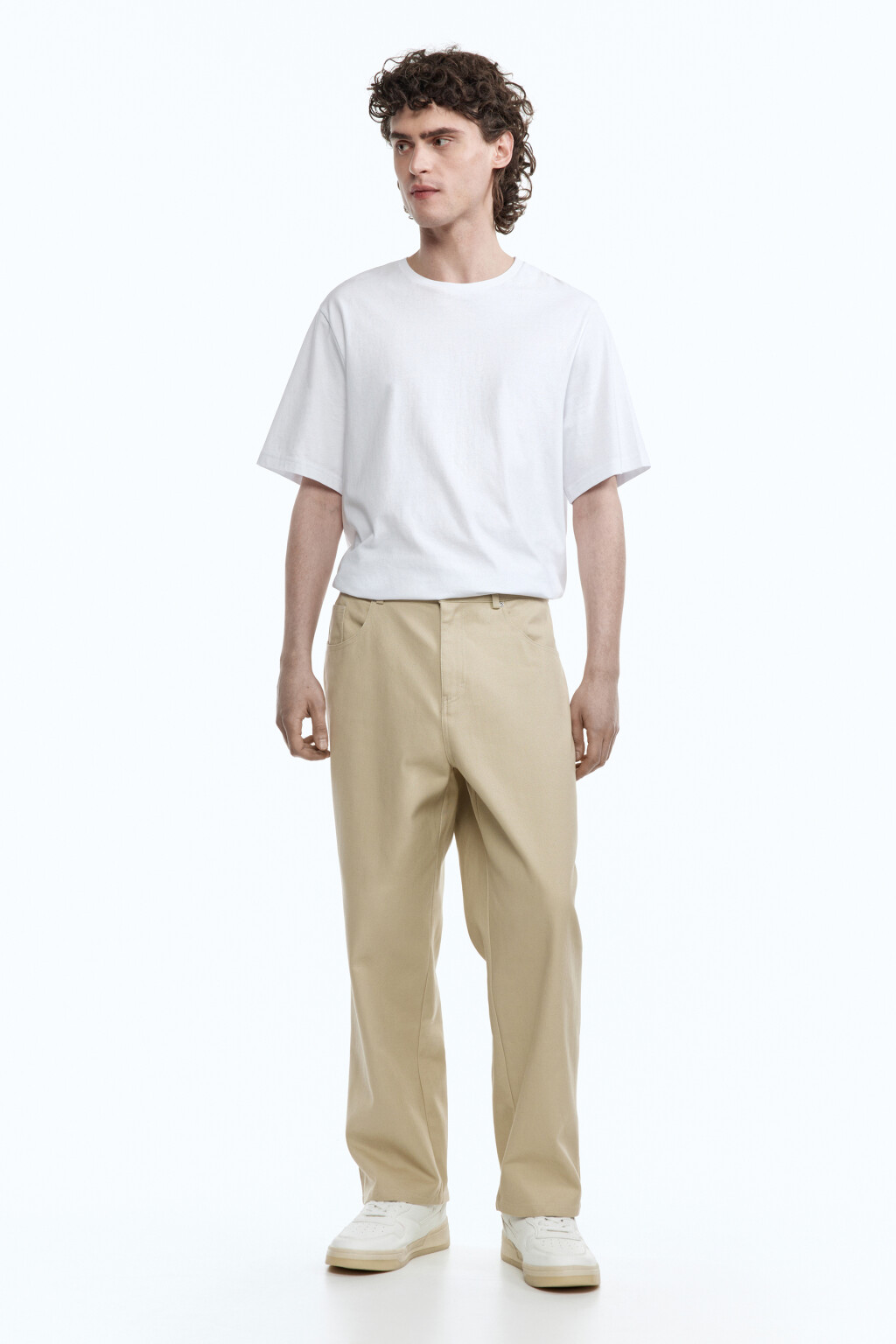 Брюки прямые хлопковые - цвет бежевый - 5