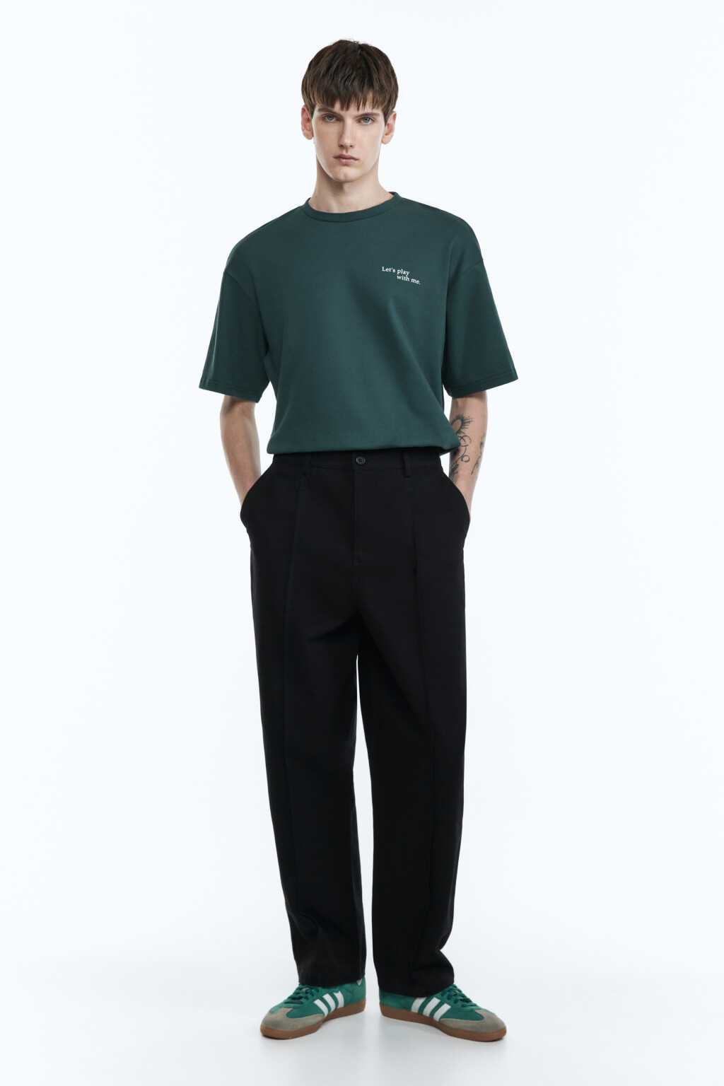 Брюки прямые хлопковые со стрелками - цвет черный - 5