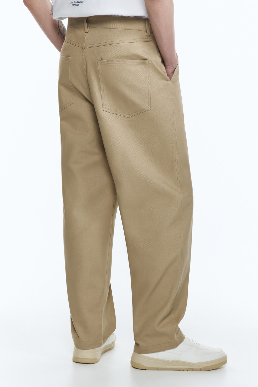Брюки прямые хлопковые со стрелками - цвет бежевый - 3