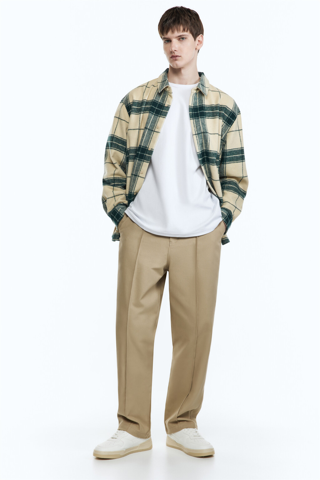 Брюки прямые хлопковые со стрелками - цвет бежевый - 5