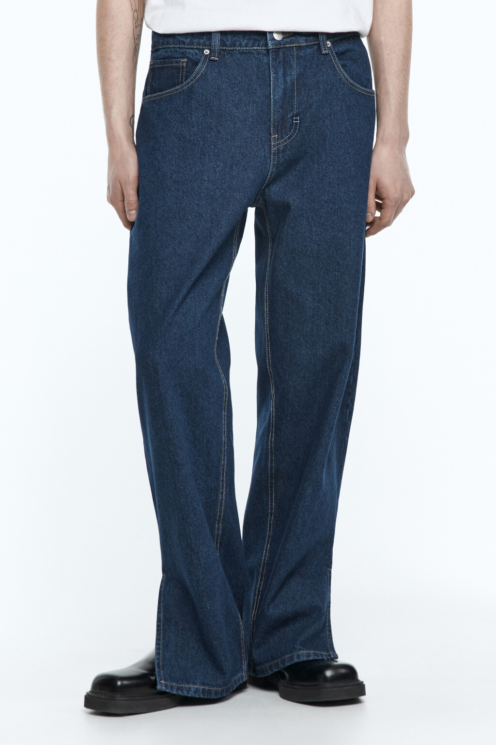 Джинсы carrots широкие с разрезами - цвет синий - 2