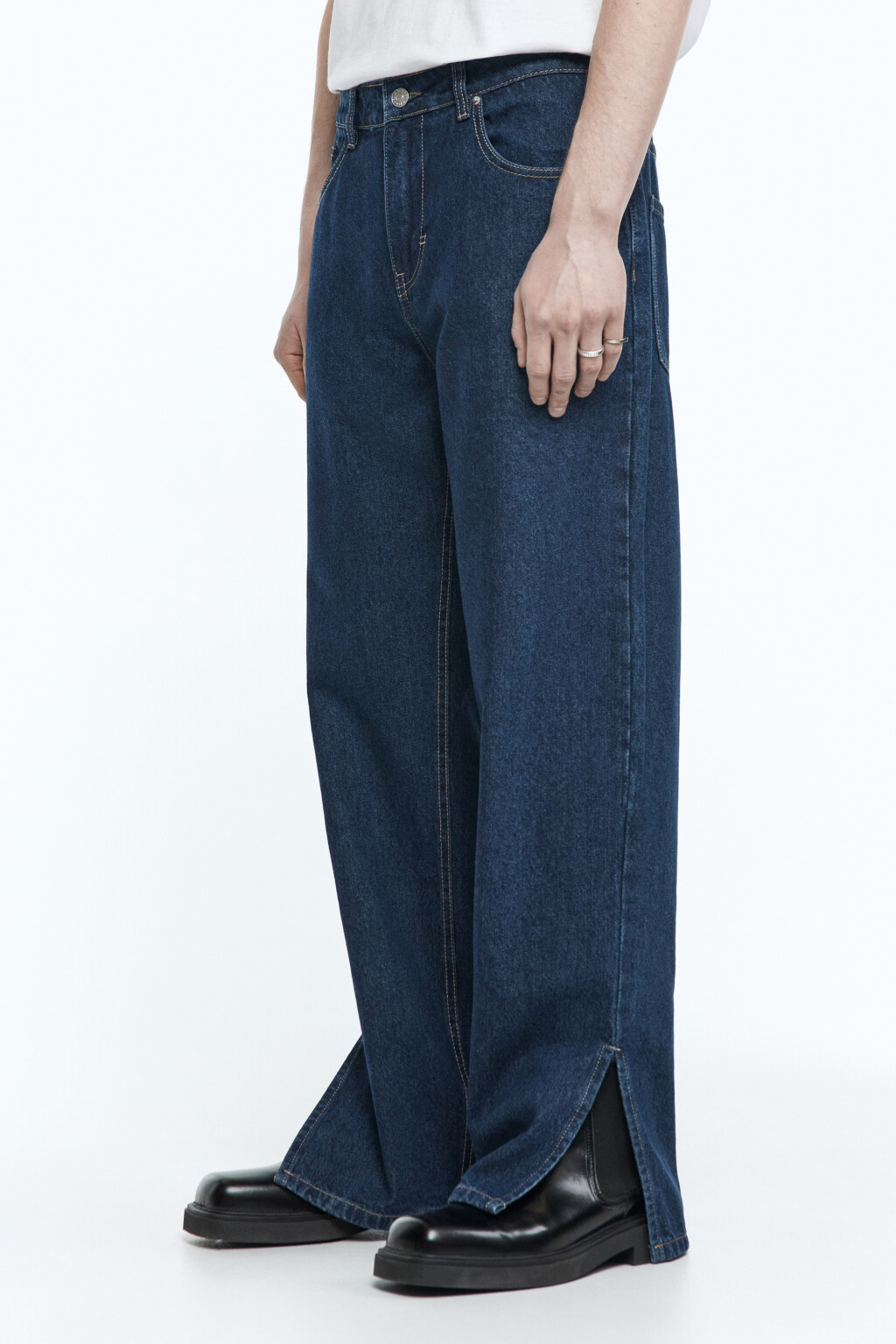 Джинсы carrots широкие с разрезами - цвет синий - 3