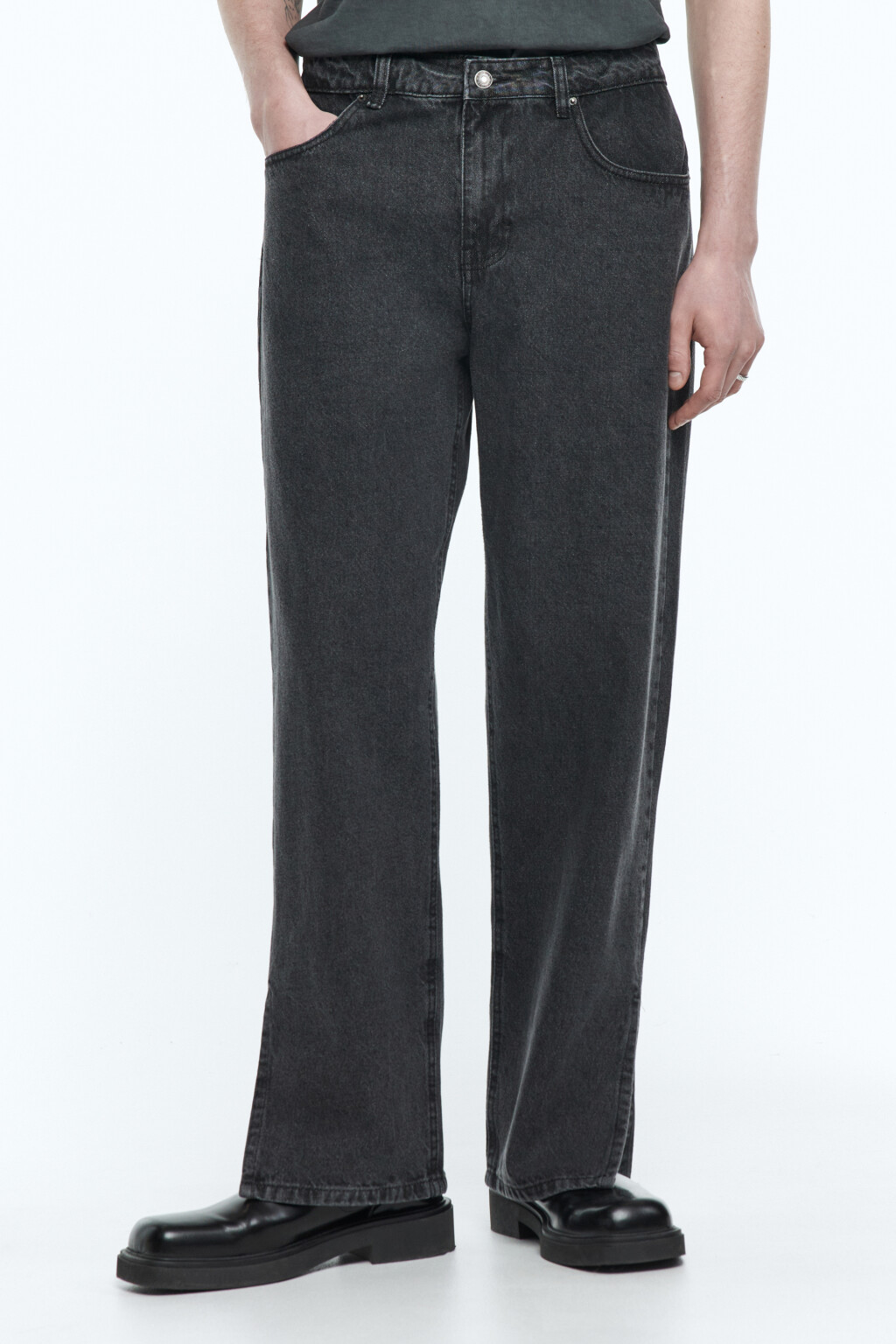 Джинсы carrots широкие с разрезами - цвет серый - 1