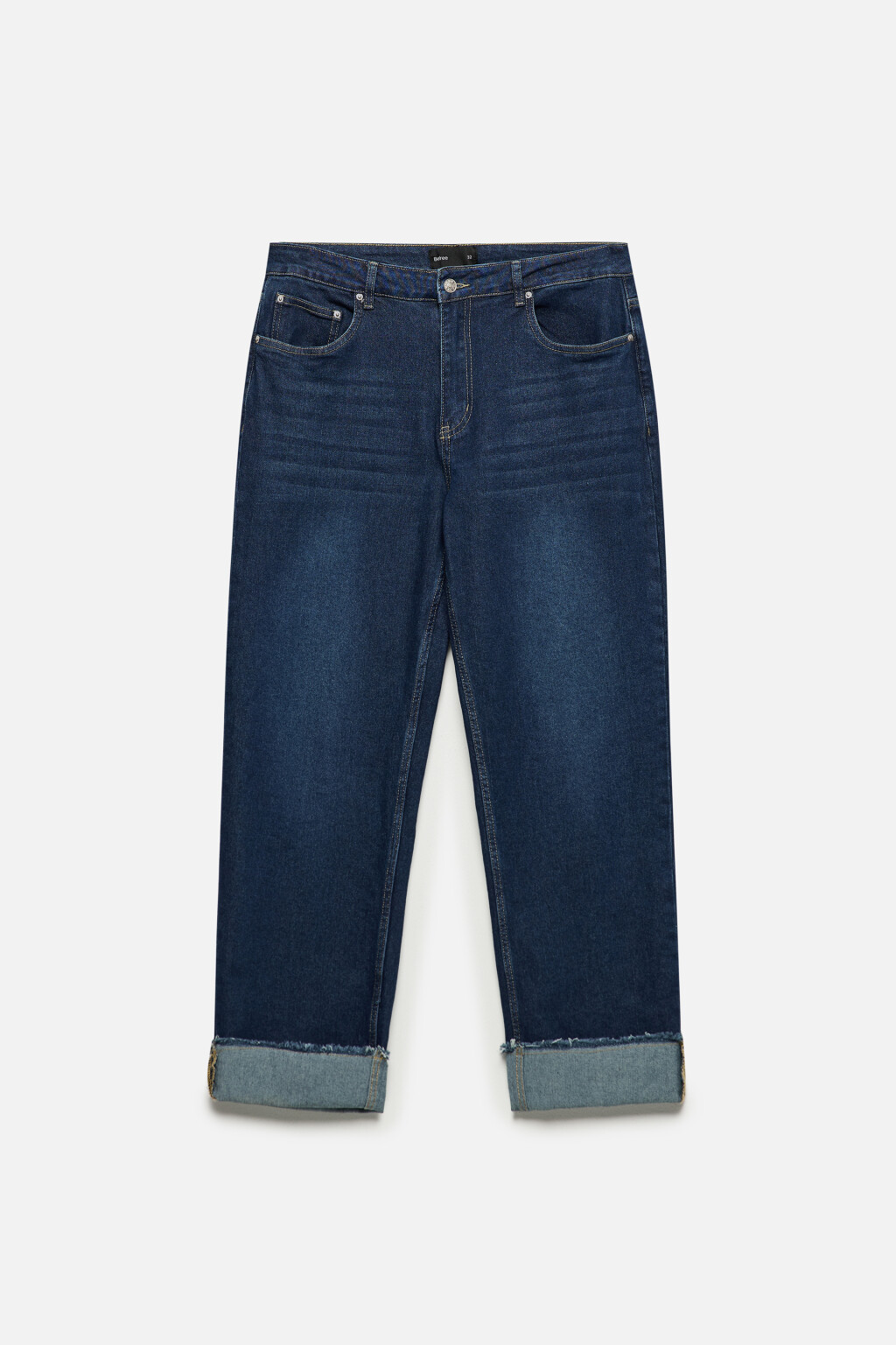 Джинсы прямые с широкими подворотами - цвет синий - 10