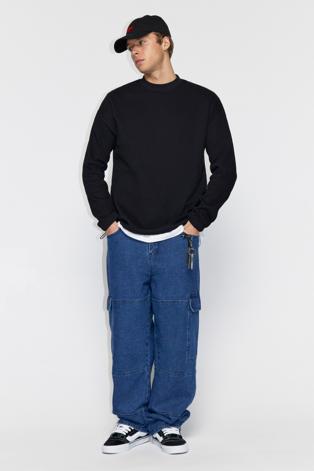 Джинсы широкие с накладными карманами - цвет синий - 5