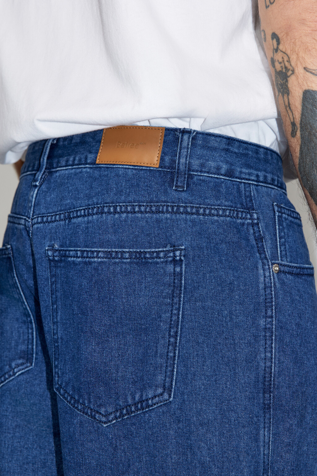 Джинсы широкие с накладными карманами - цвет синий - 6
