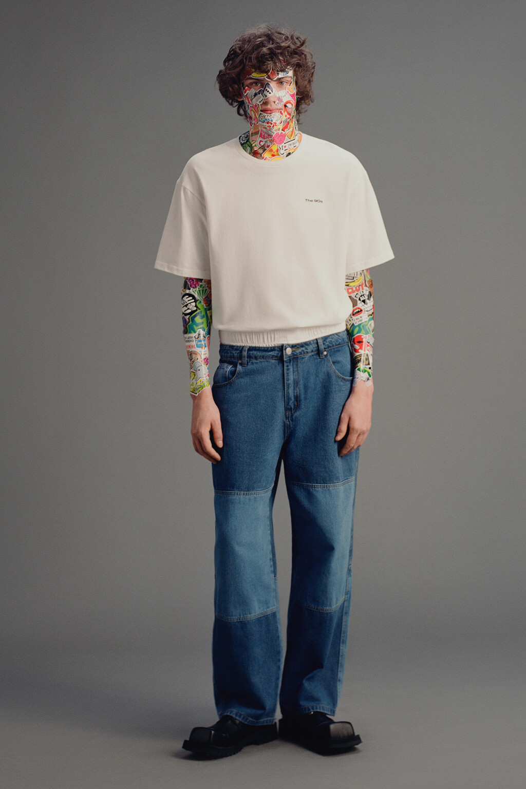 Джинсы широкие в стиле пэчворк - цвет голубой - 8