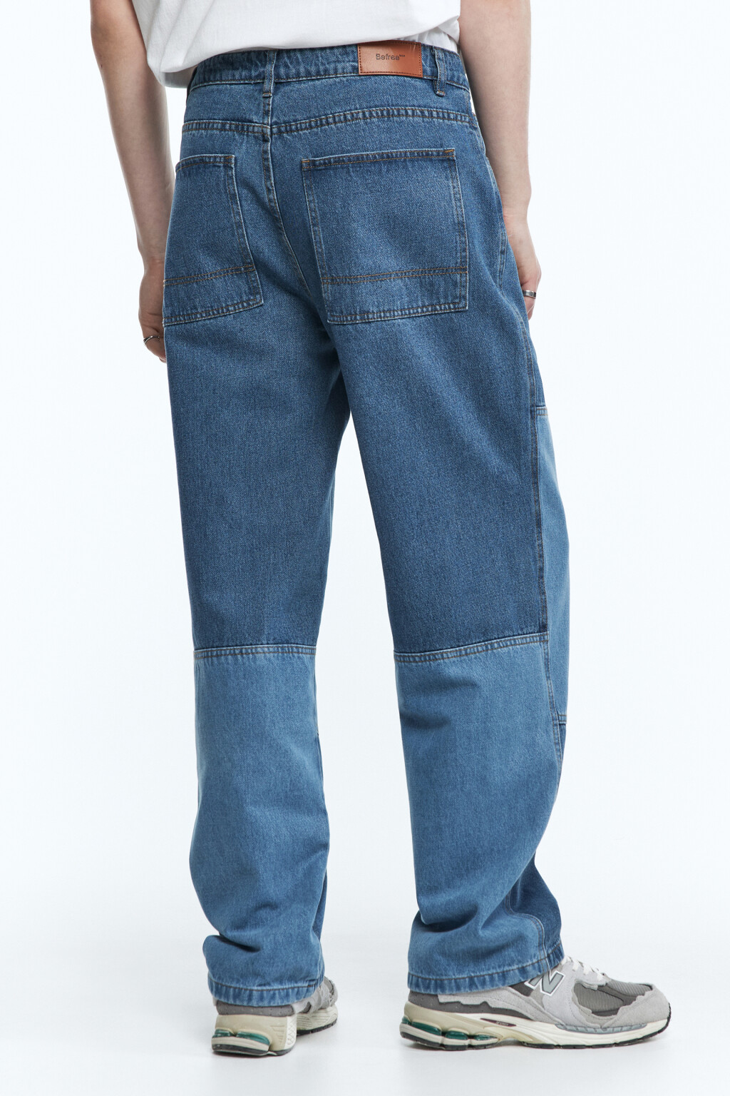 Джинсы широкие в стиле пэчворк - цвет голубой - 3