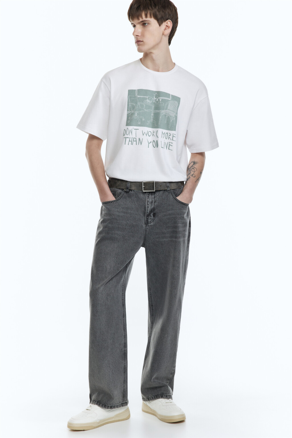 Джинсы прямые с вареным эффектом - цвет серый - 4