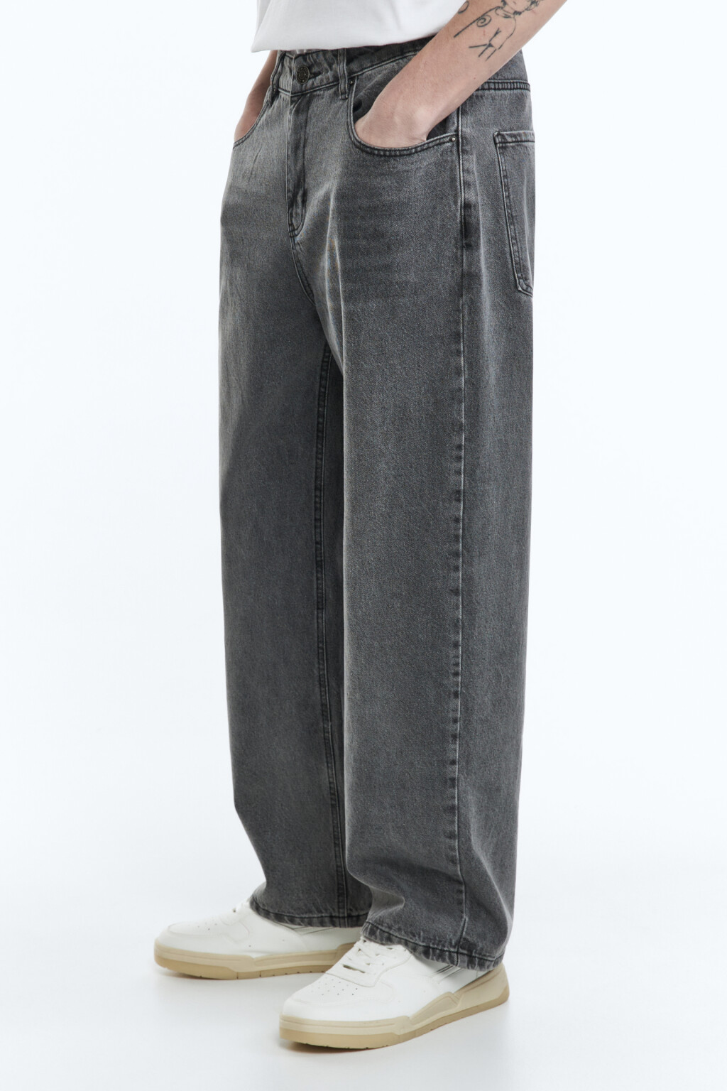 Джинсы прямые с вареным эффектом - цвет серый - 2
