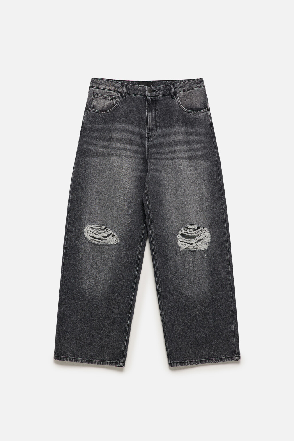 Джинсы экстраширокие с рваными коленями - цвет серый - 8