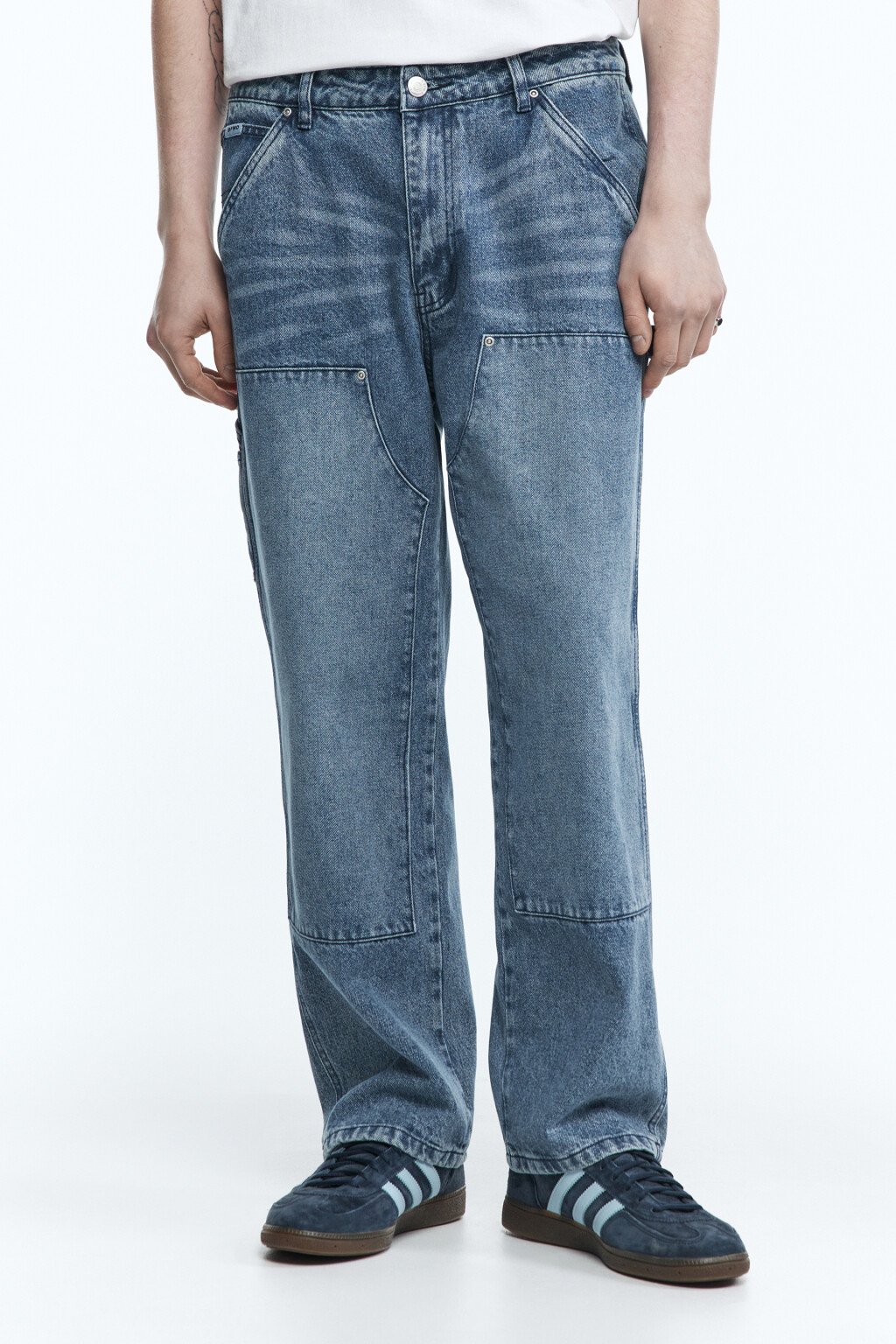 Джинсы carpenter прямые с накладными карманами - цвет голубой - 2
