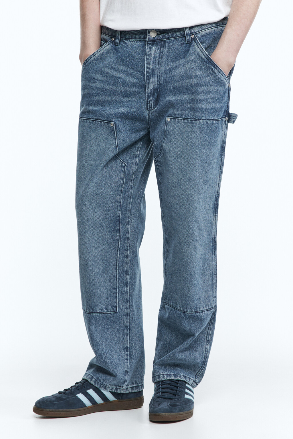 Джинсы carpenter прямые с накладными карманами - цвет голубой - 3