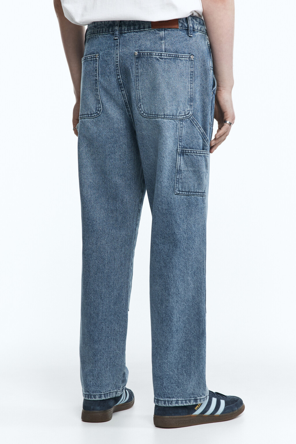 Джинсы carpenter прямые с накладными карманами - цвет голубой - 4