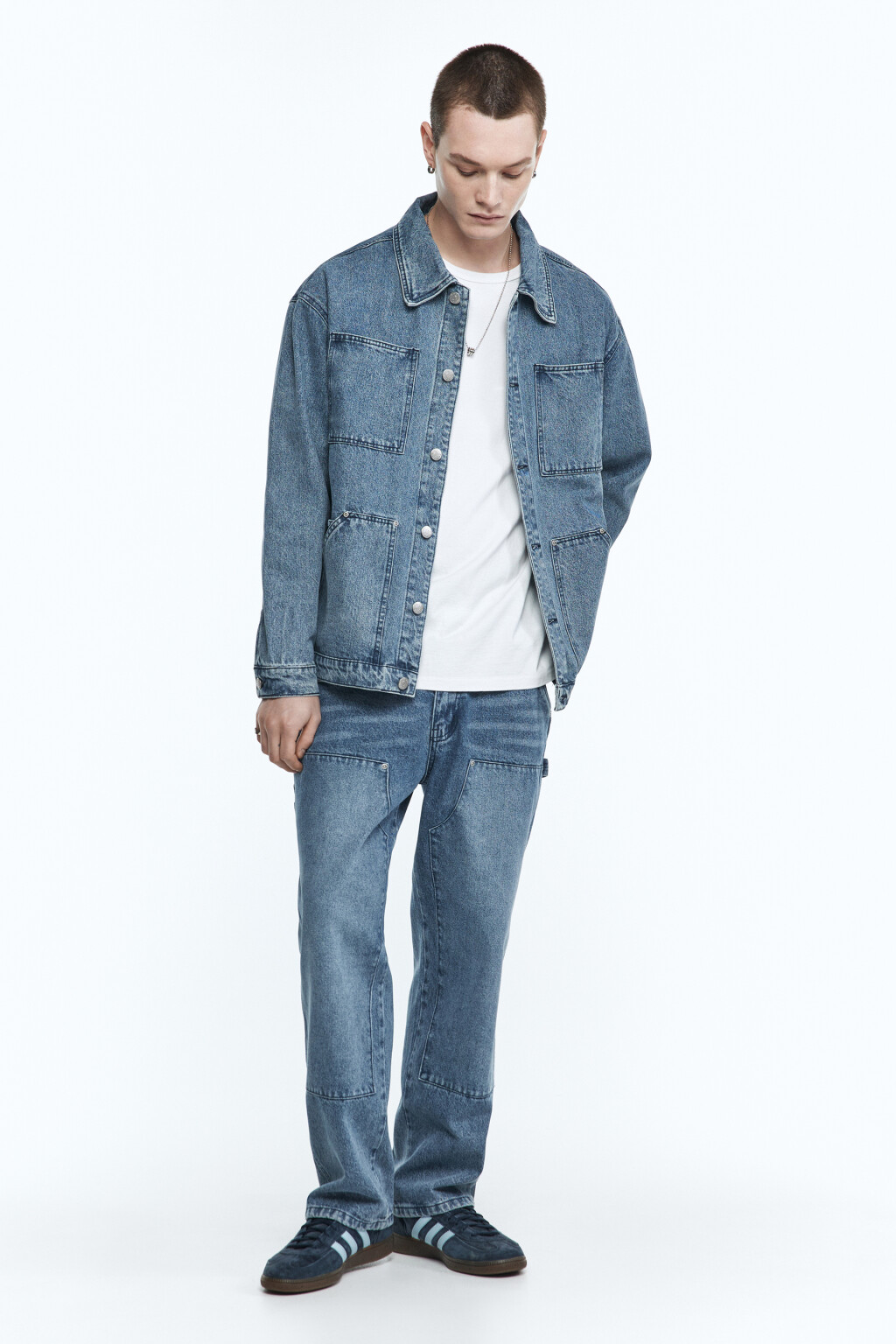 Джинсы carpenter прямые с накладными карманами - цвет голубой - 5