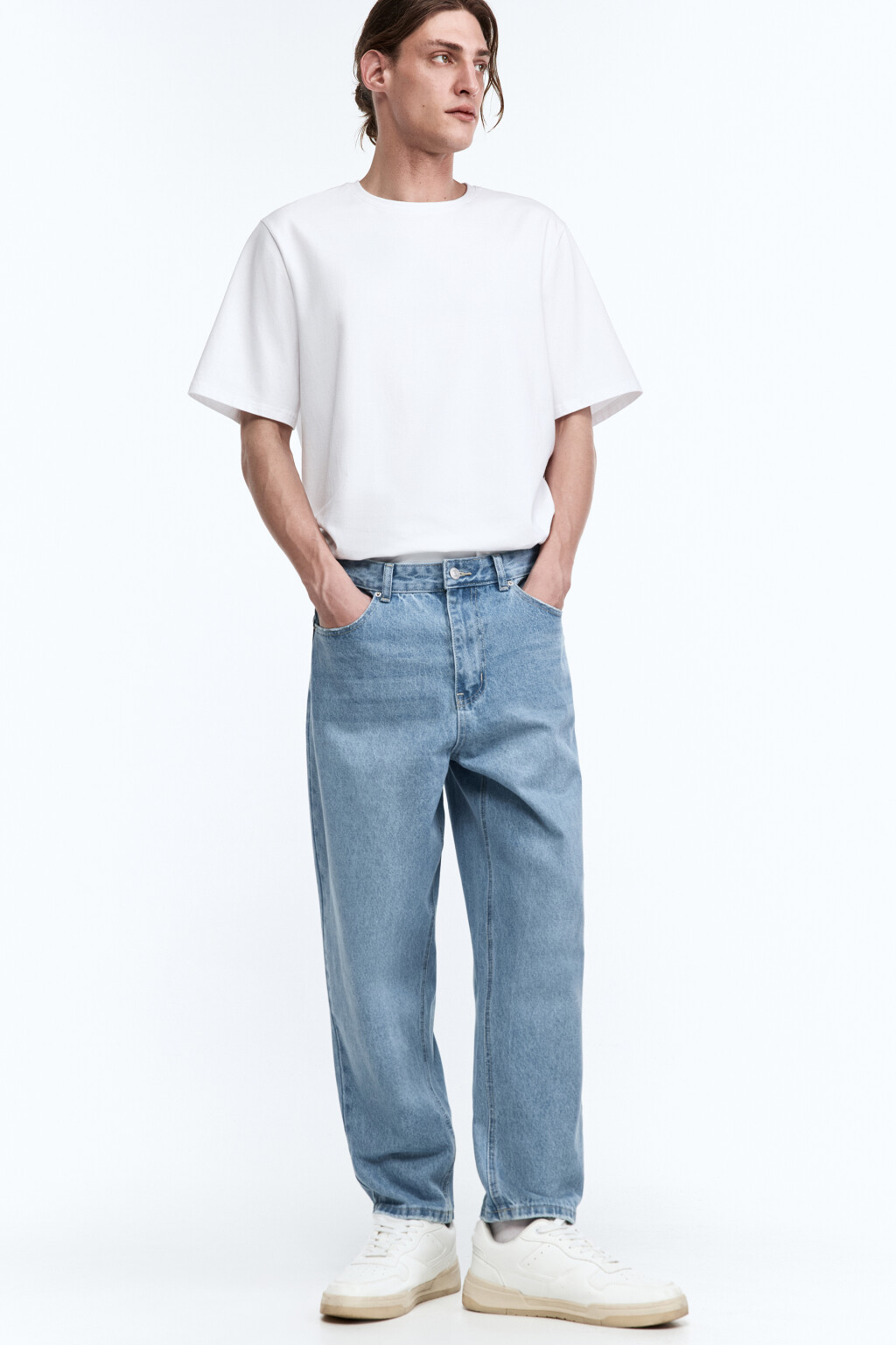 Джинсы carrots со средней посадкой - цвет голубой - 1