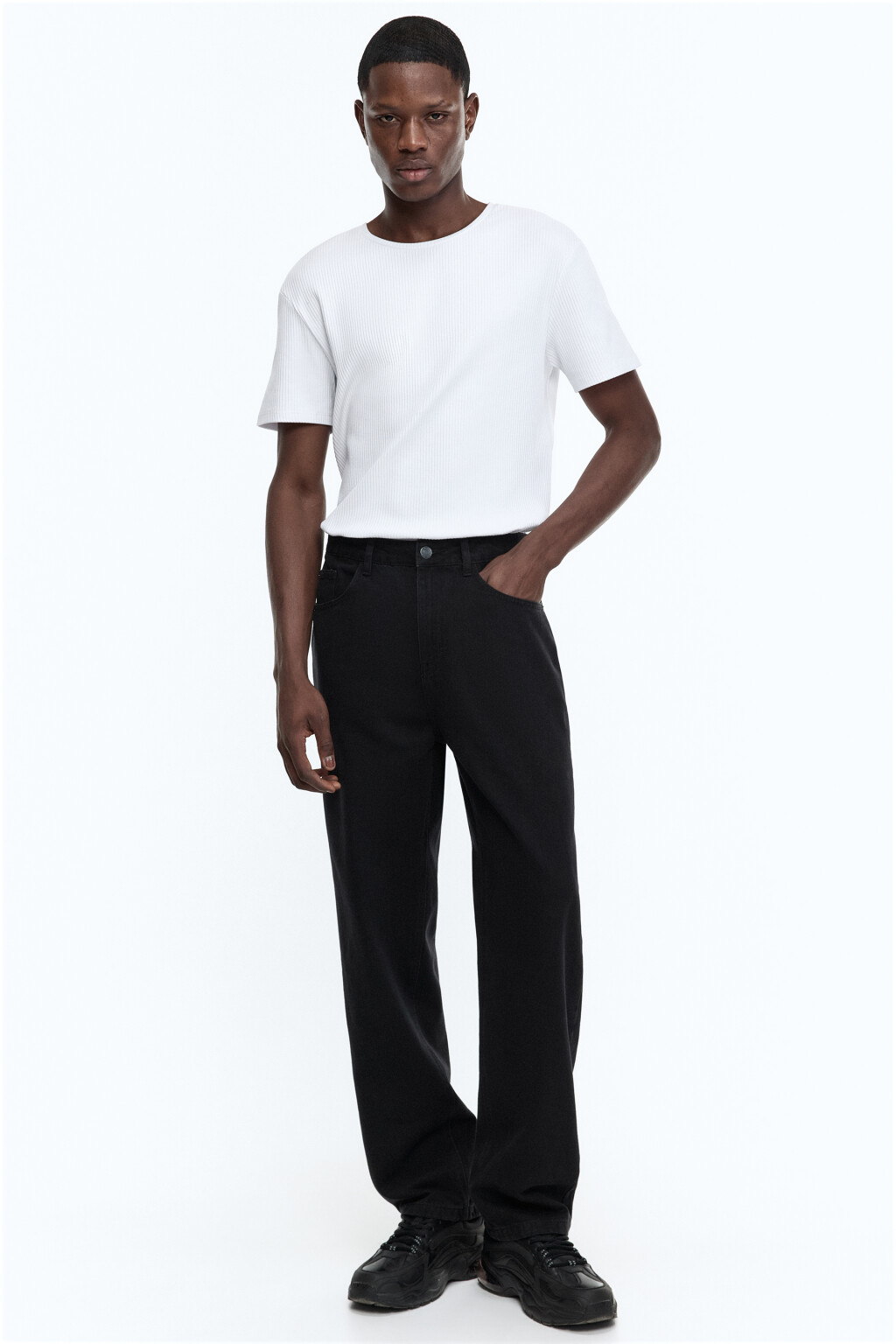 Джинсы прямые с вареным эффектом - цвет черный - 1