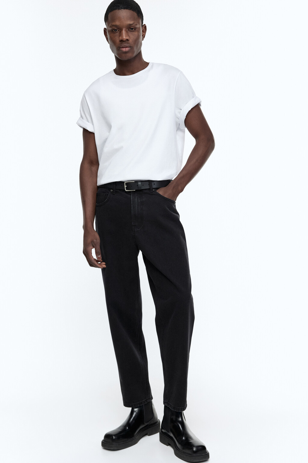 Джинсы carrots со средней посадкой - цвет черный - 1