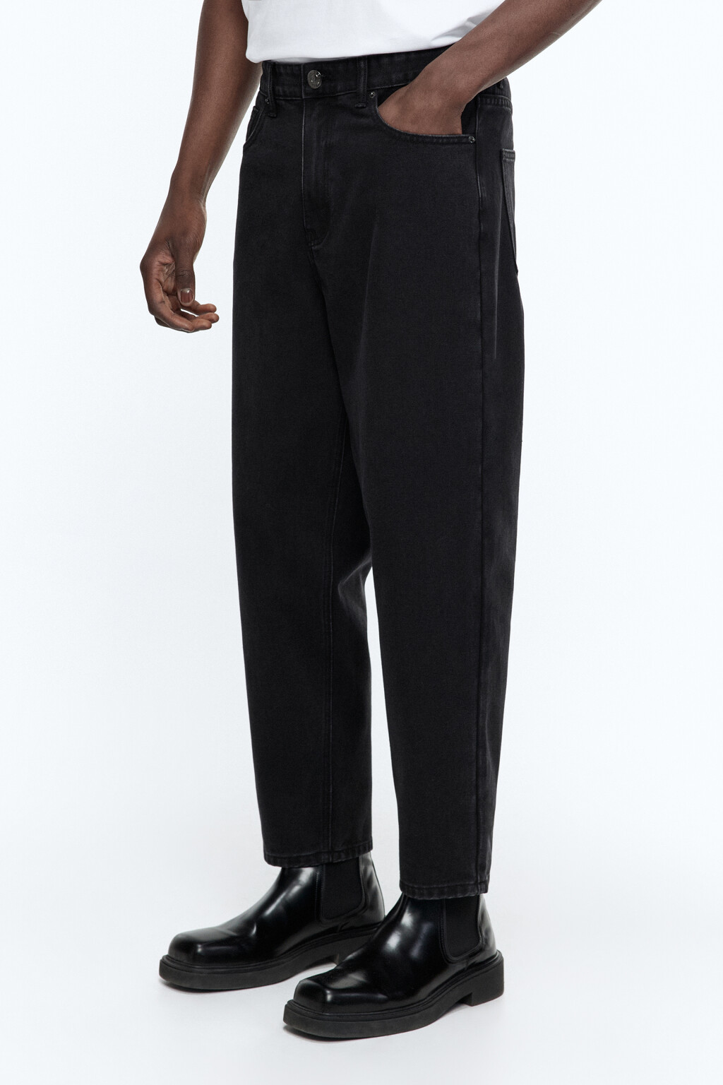 Джинсы carrots со средней посадкой - цвет черный - 3