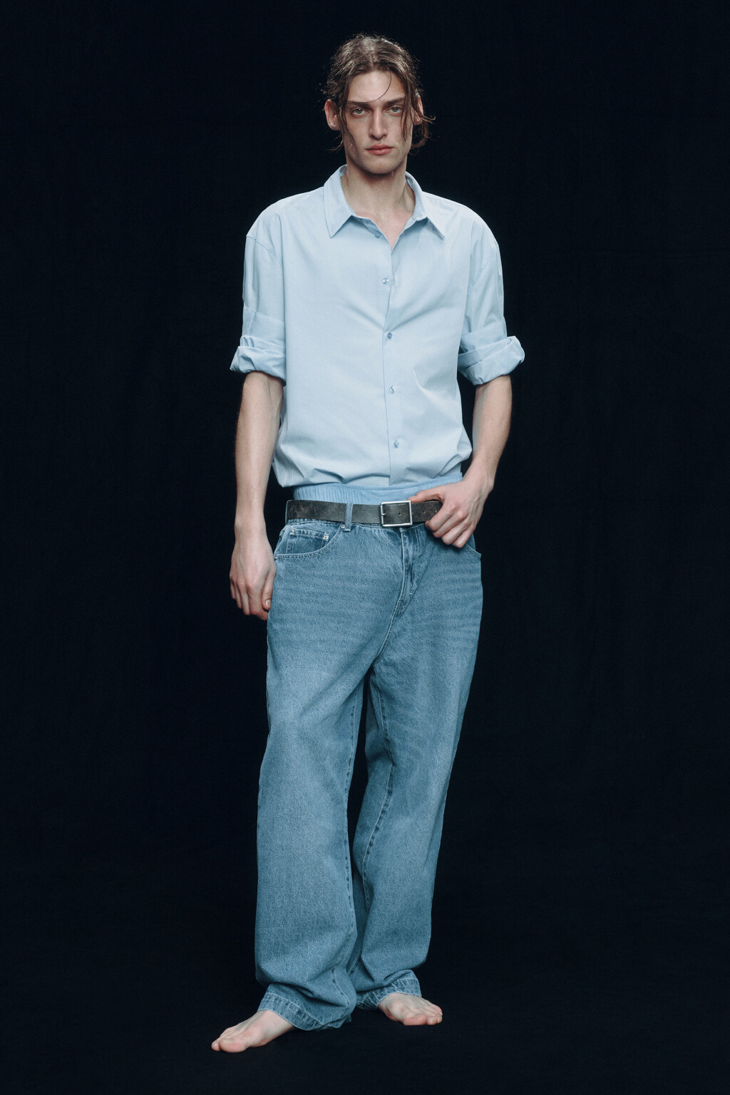 Джинсы wide широкие со средней посадкой - цвет голубой - 8