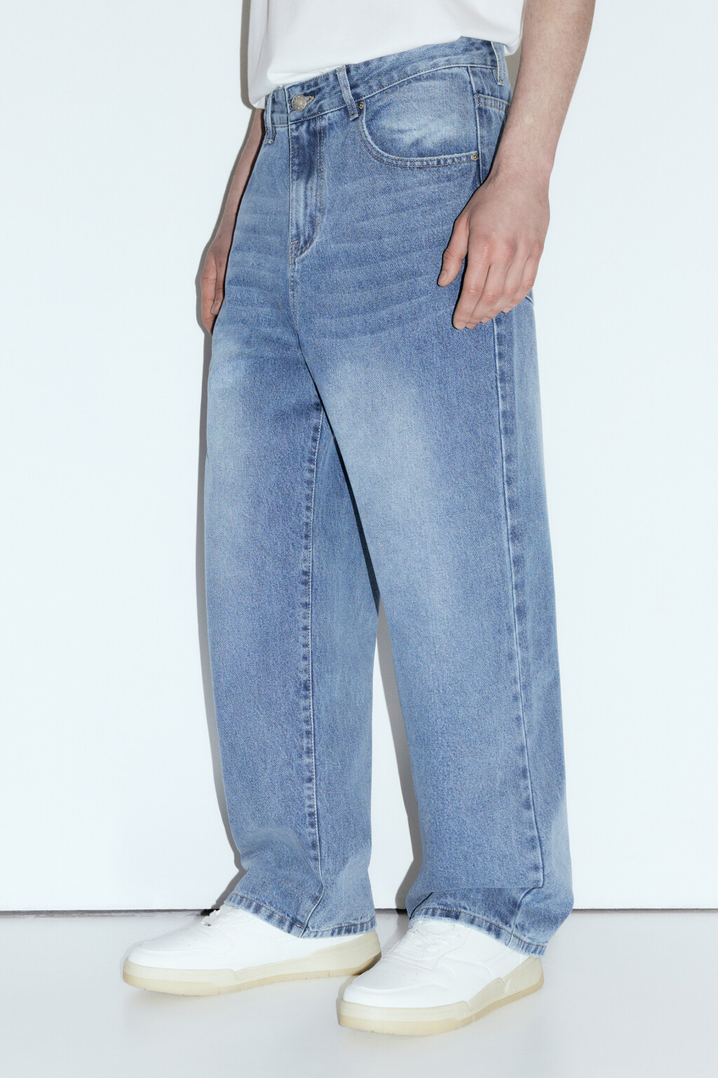 Джинсы wide широкие со средней посадкой - цвет голубой - 2