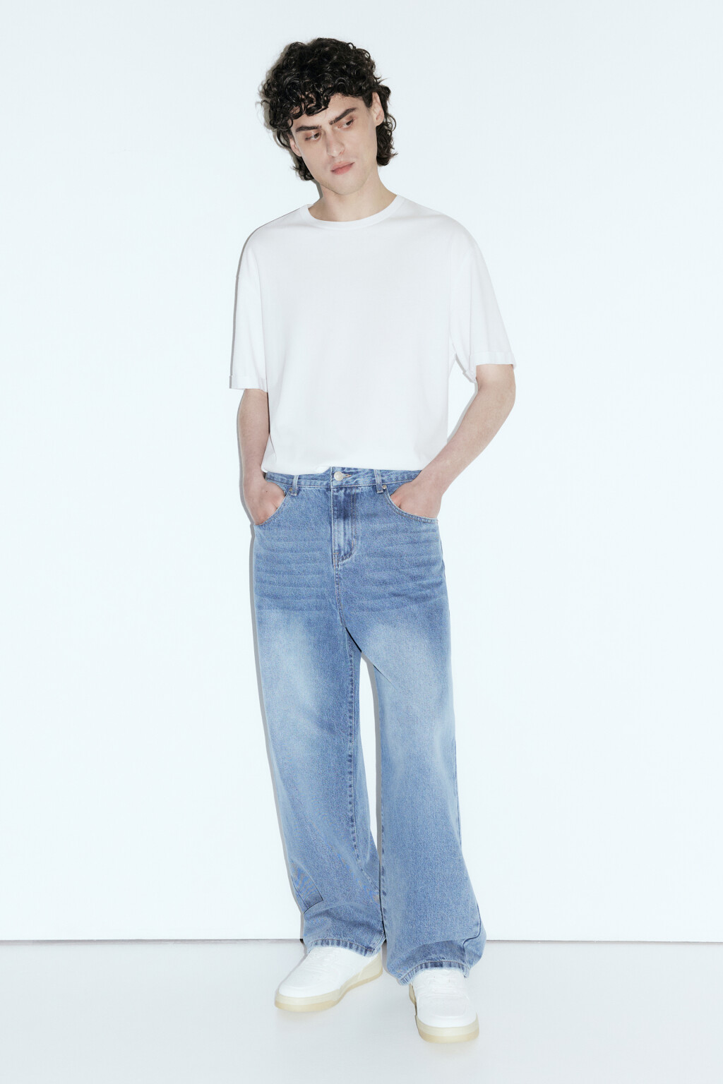 Джинсы wide широкие со средней посадкой - цвет голубой - 5