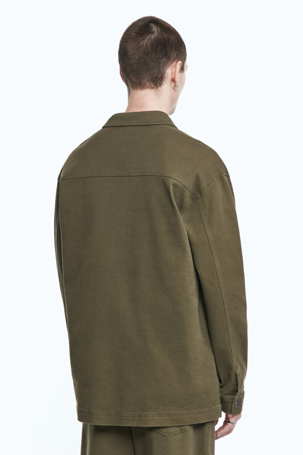 Рубашка джинсовая с нагрудными карманами - цвет зеленый - 4
