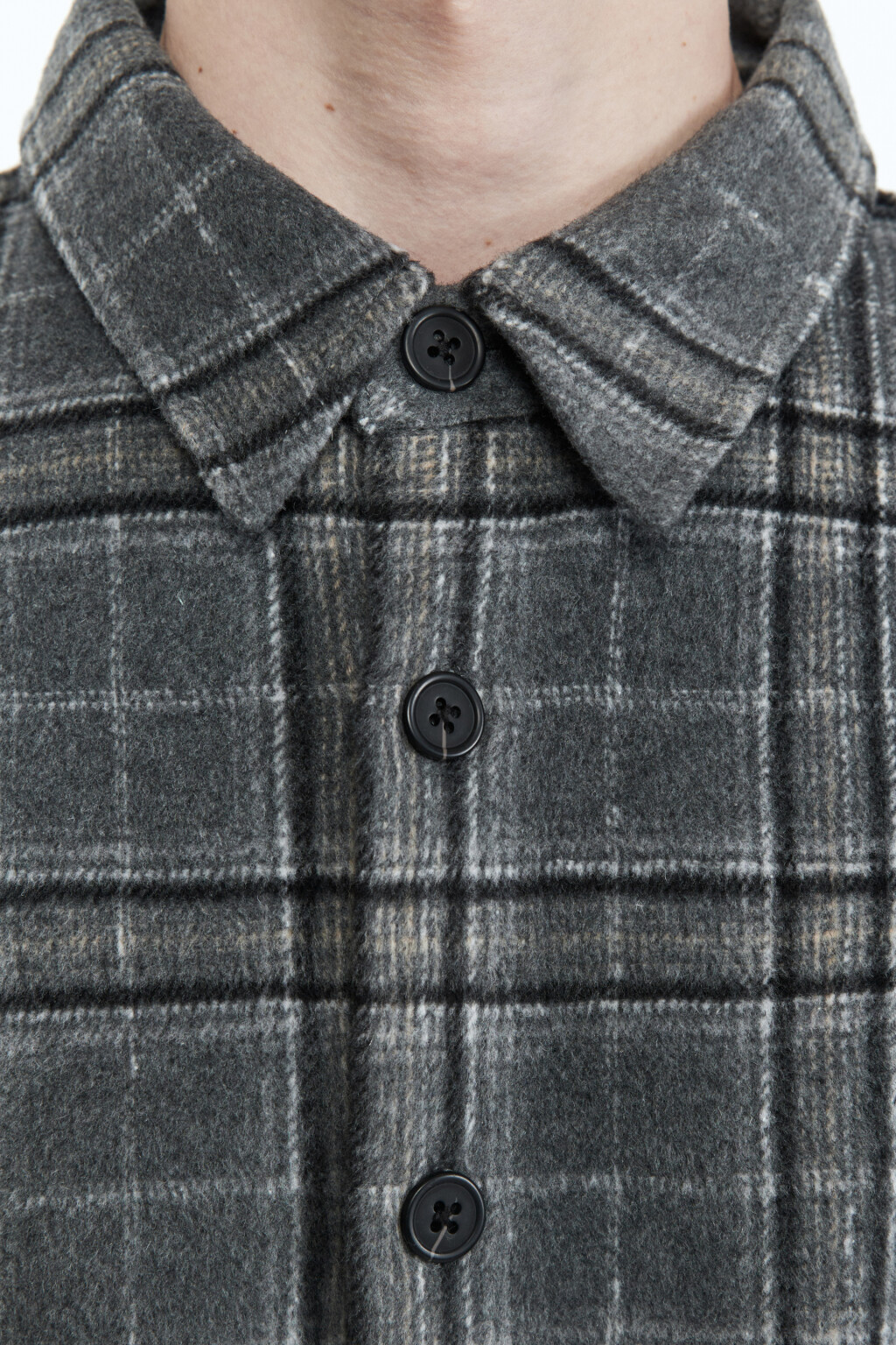 Рубашка клетчатая с открытыми срезами - цвет серый - 7