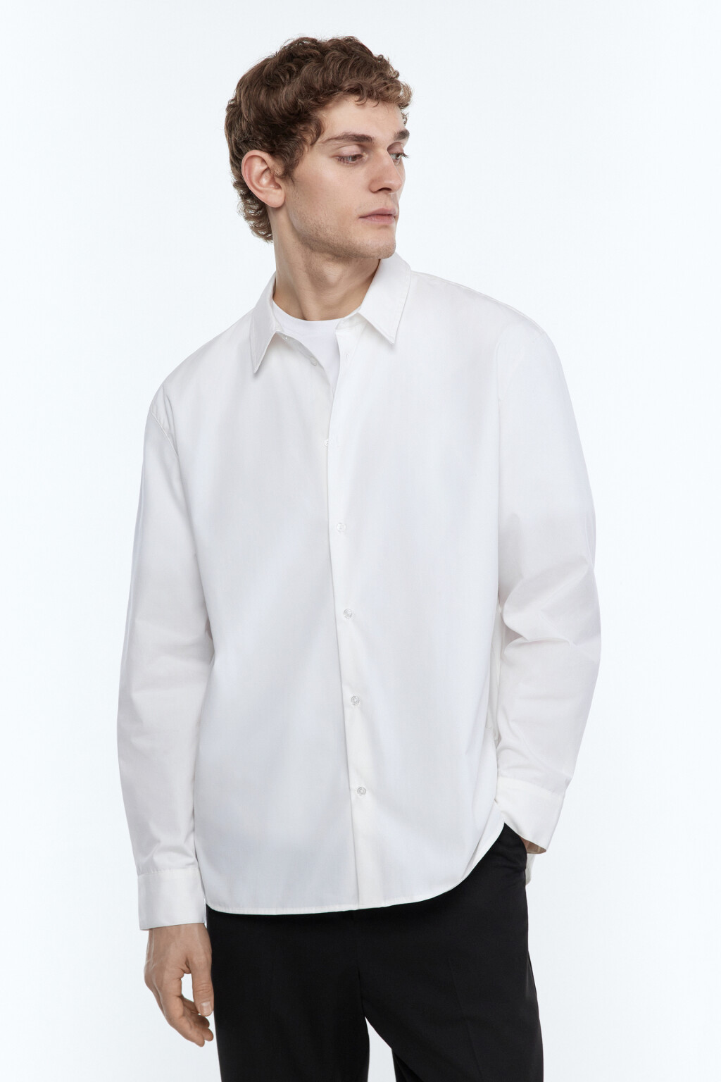 Рубашка приталенная классическая - цвет белый - 1