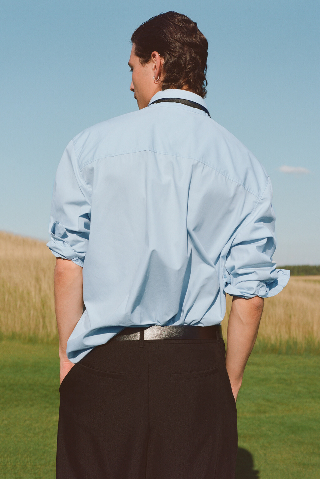 Рубашка классическая приталенная - цвет голубой - 8