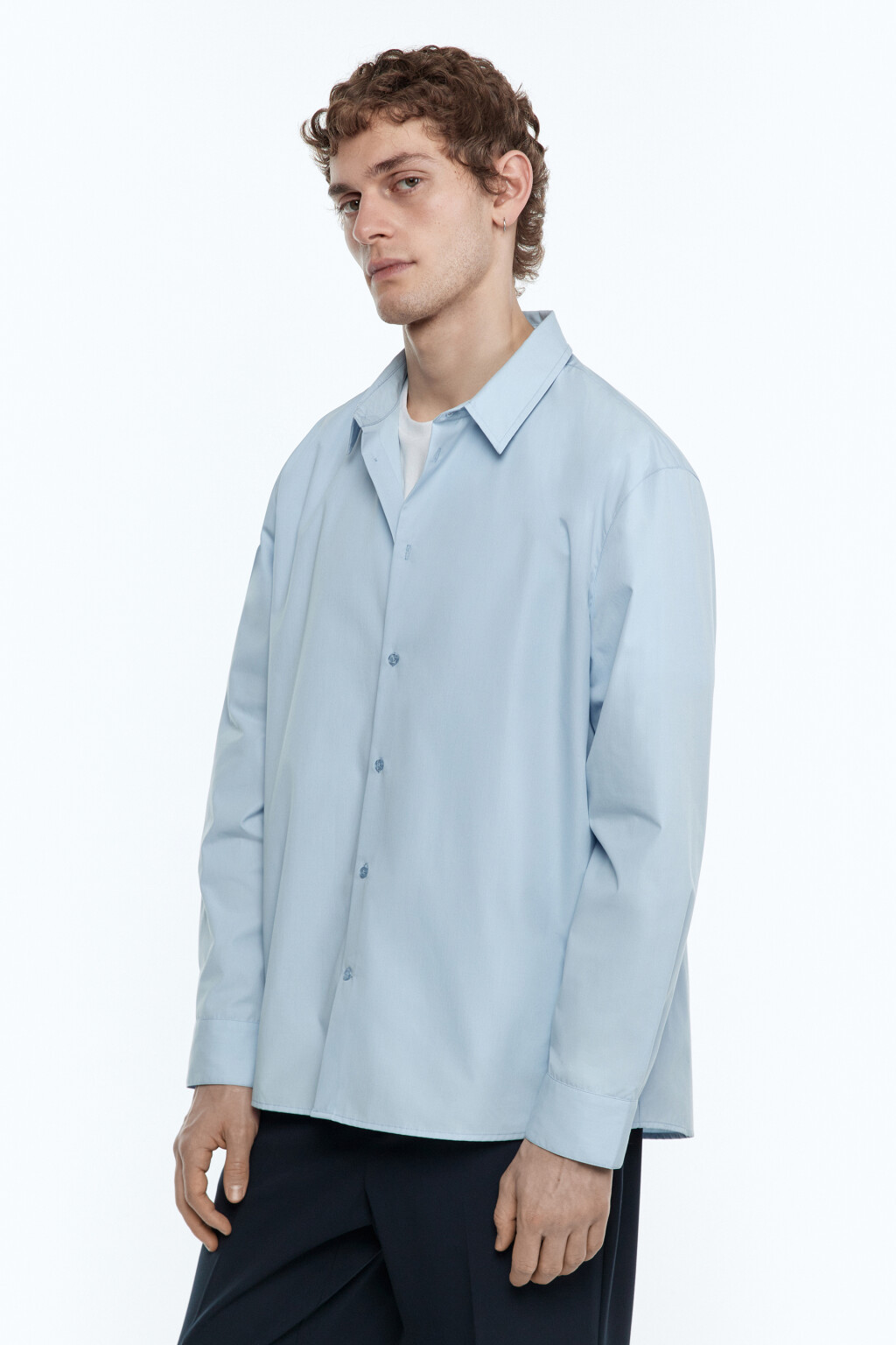 Рубашка классическая приталенная - цвет голубой - 3
