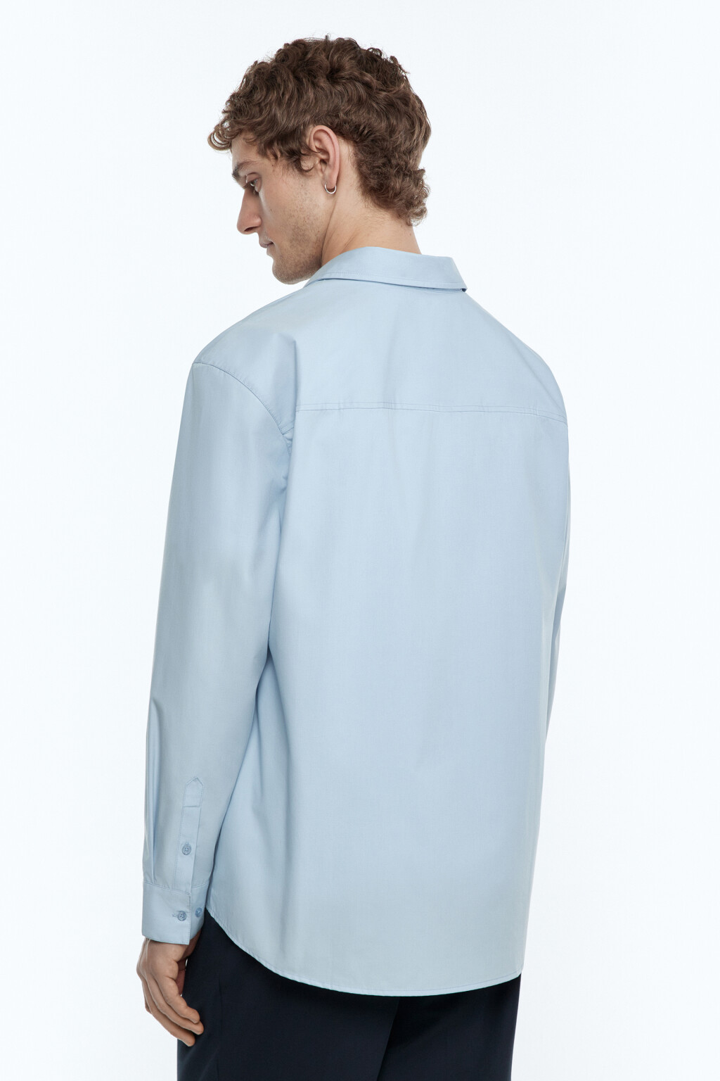 Рубашка классическая приталенная - цвет голубой - 4