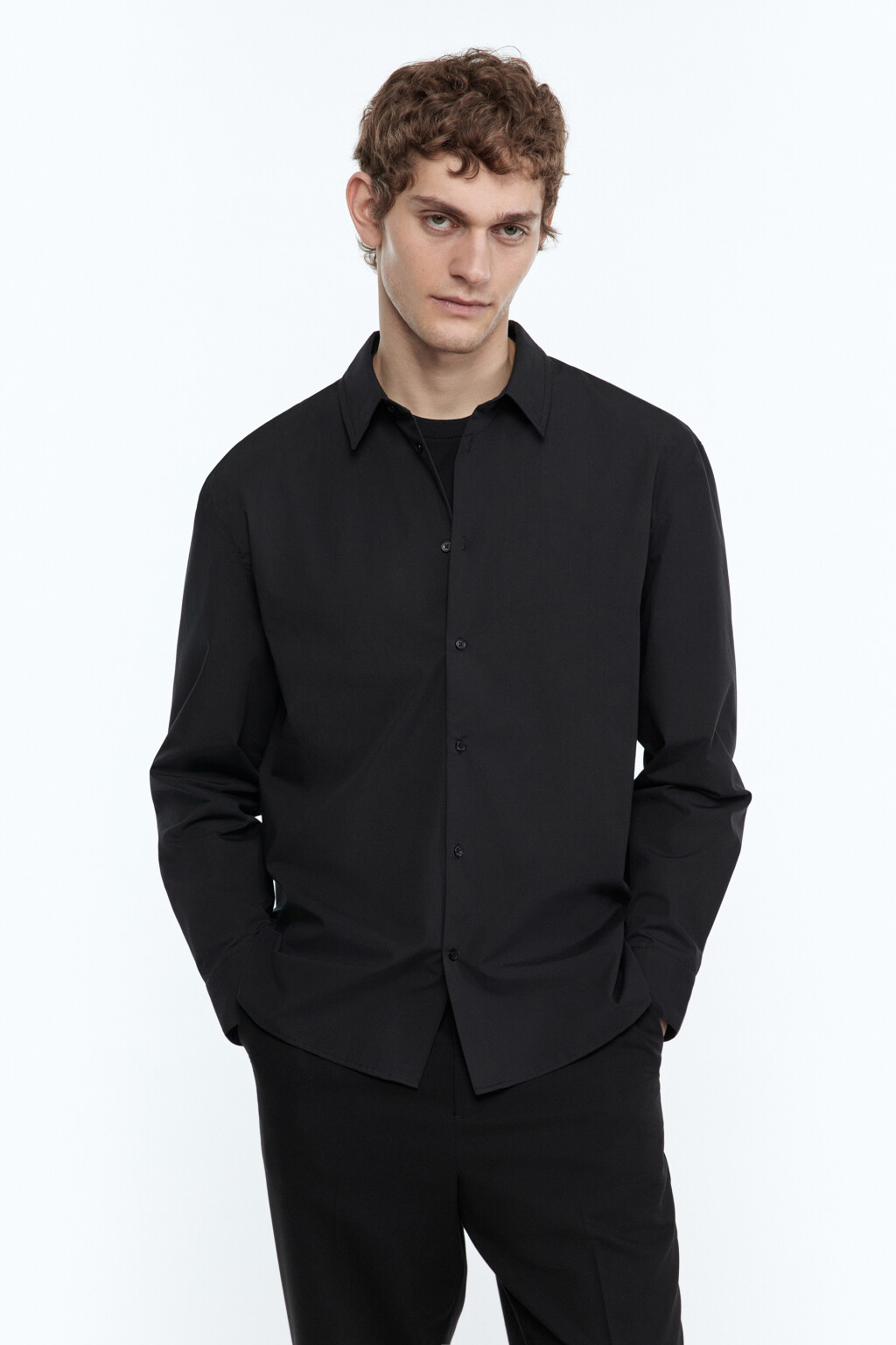 Рубашка классическая приталенная - цвет черный - 4