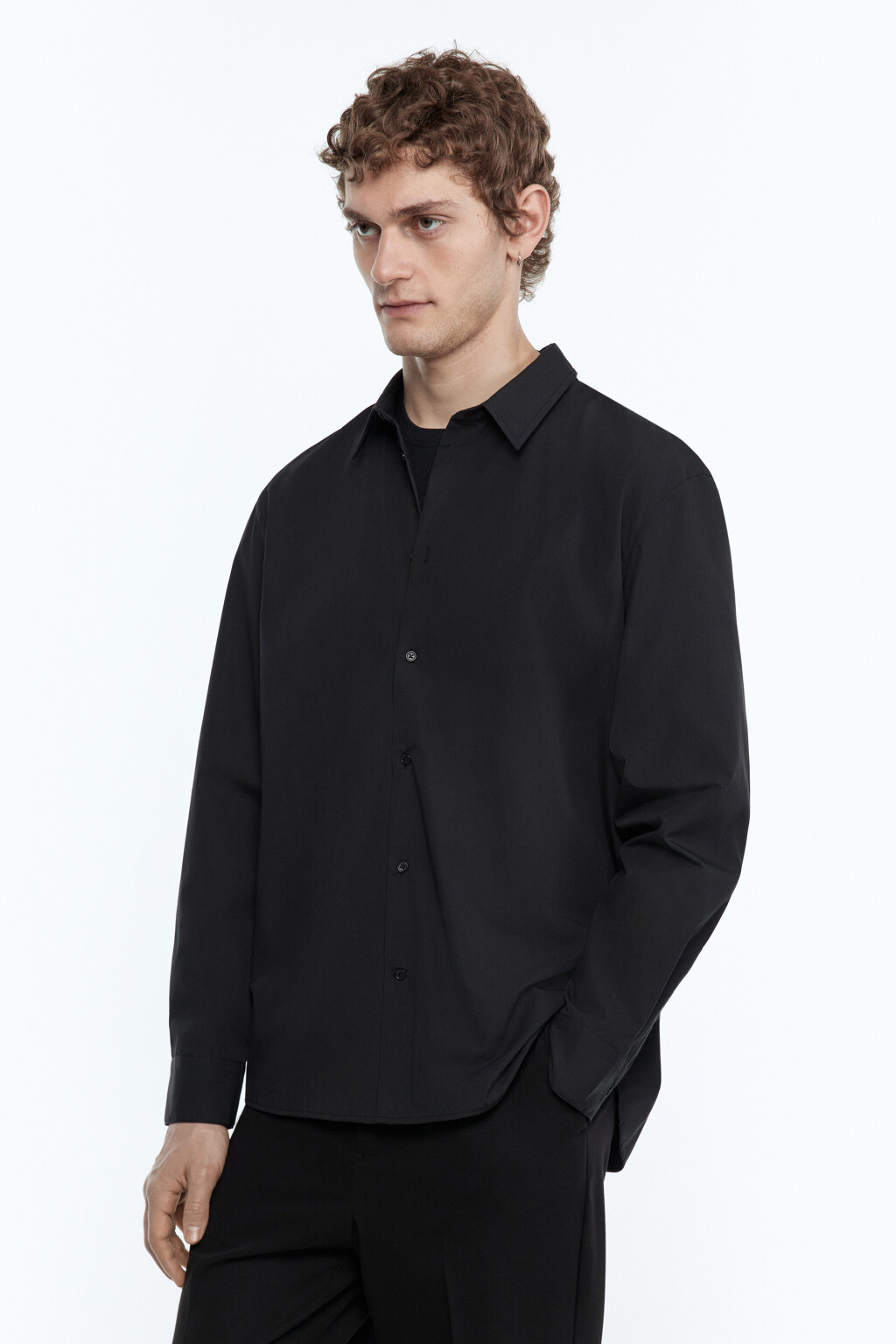 Рубашка классическая приталенная - цвет черный - 5