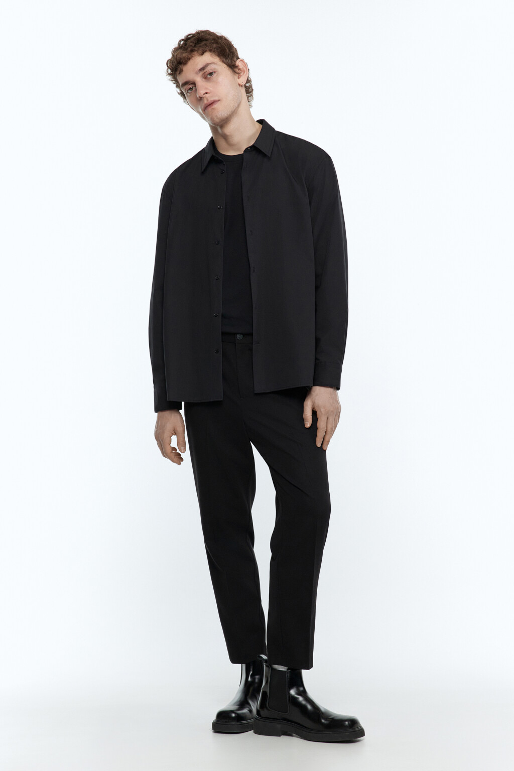 Рубашка классическая приталенная - цвет черный - 3