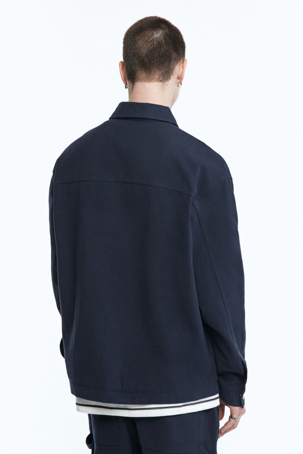 Рубашка джинсовая с накладными карманами - цвет синий - 4