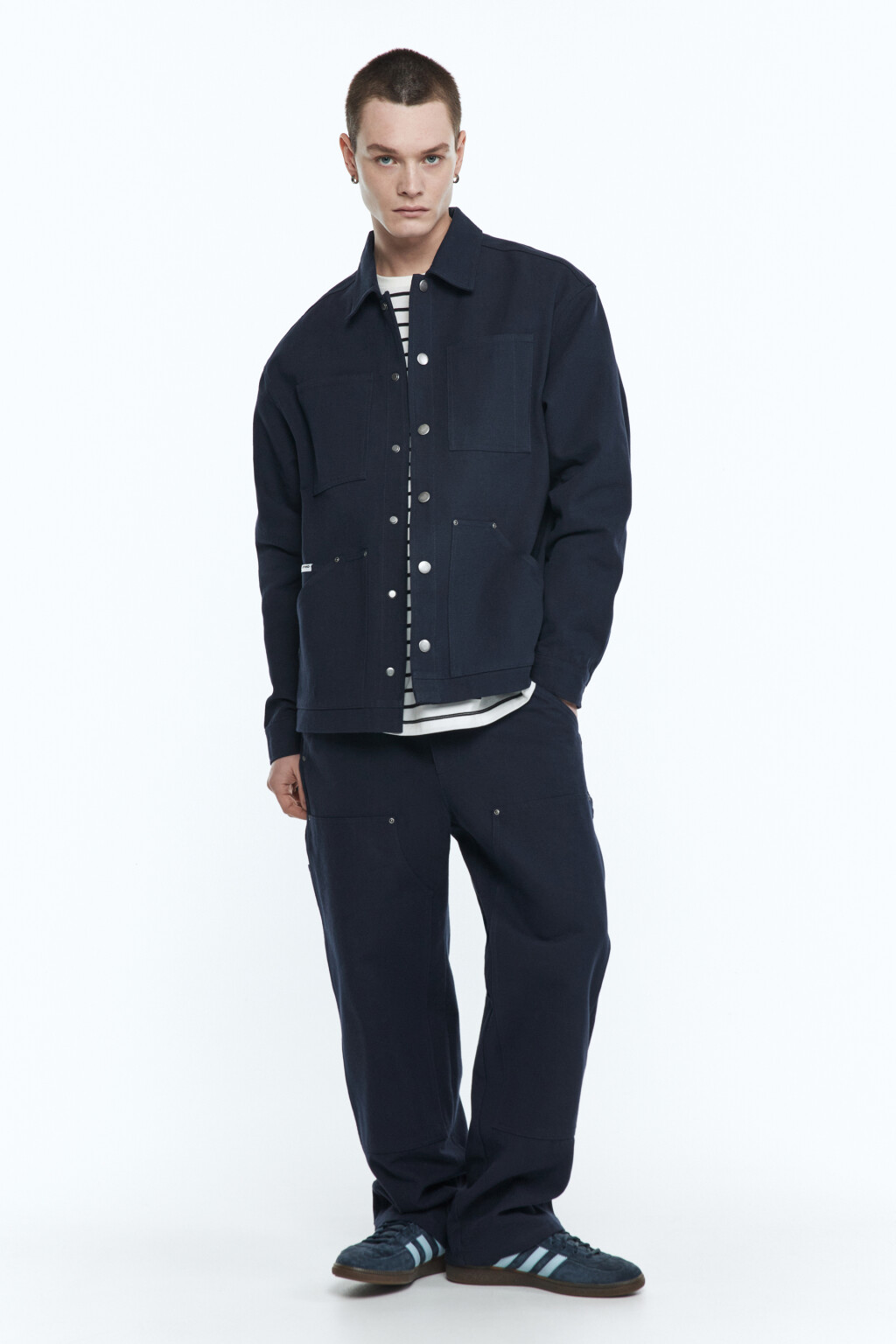 Рубашка джинсовая с накладными карманами - цвет синий - 5