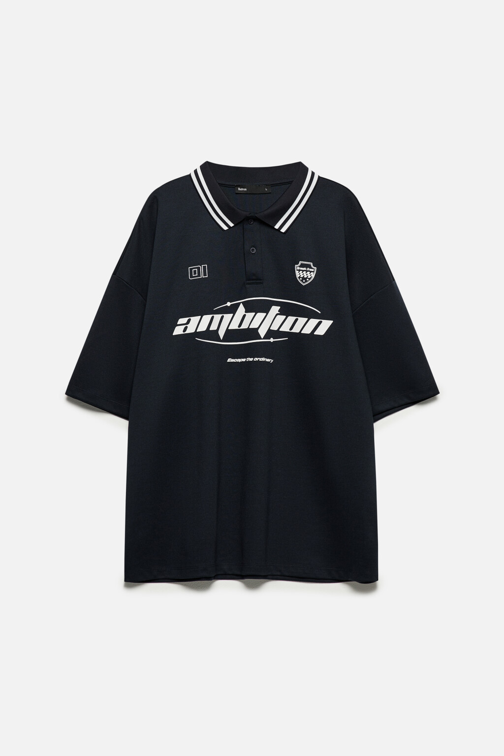 Футболка-поло oversize с принтом - цвет синий - 10