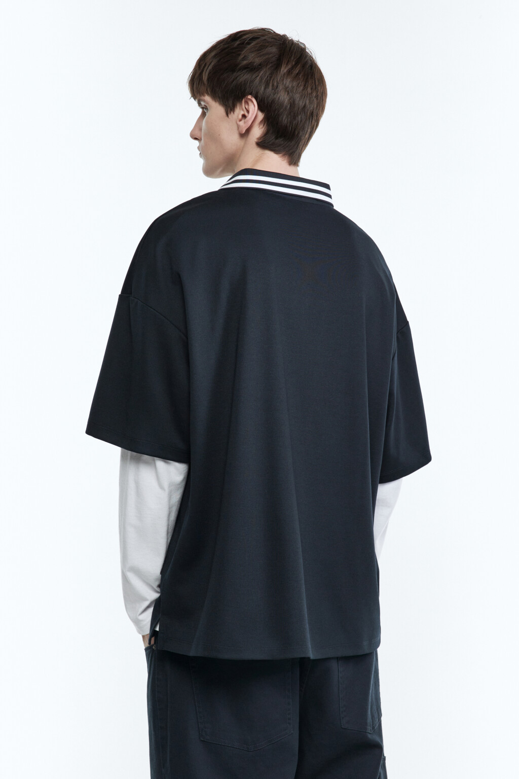 Футболка-поло oversize с принтом - цвет синий - 5