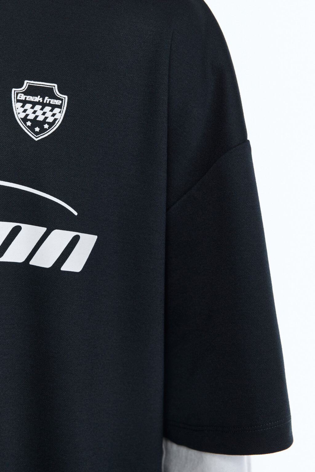 Футболка-поло oversize с принтом - цвет синий - 8